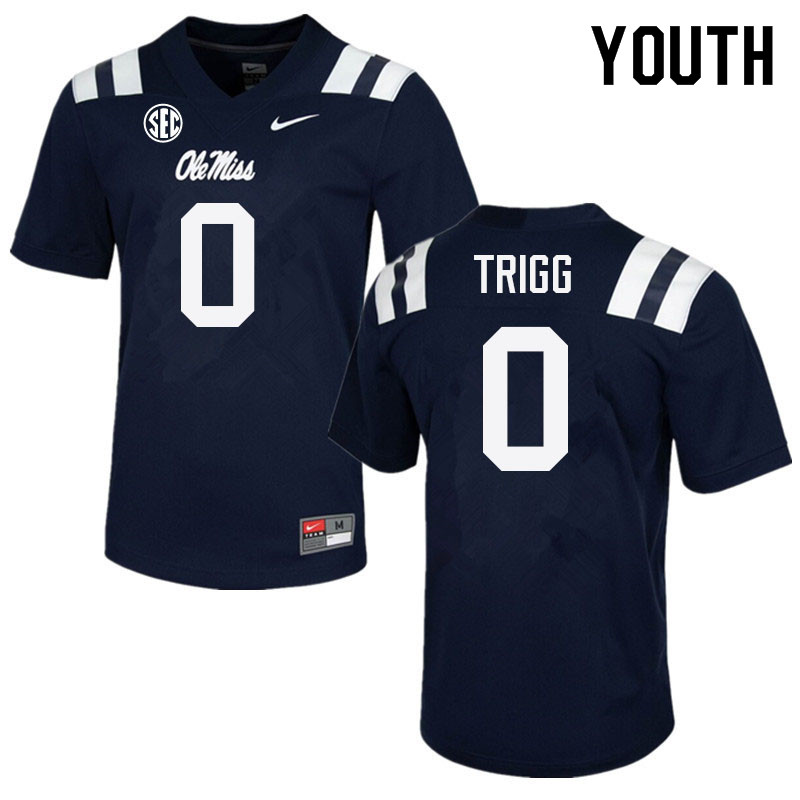 Michael Trigg Ole Miss Rebels NCAA Youth Navy #0 Stitched Limited College Football Jersey PWR4058TN